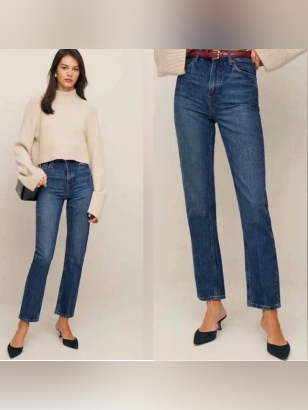 Reformation Jeans Liza High Rise Straight Leg Jean in Laguna Mid Wash Denim 25